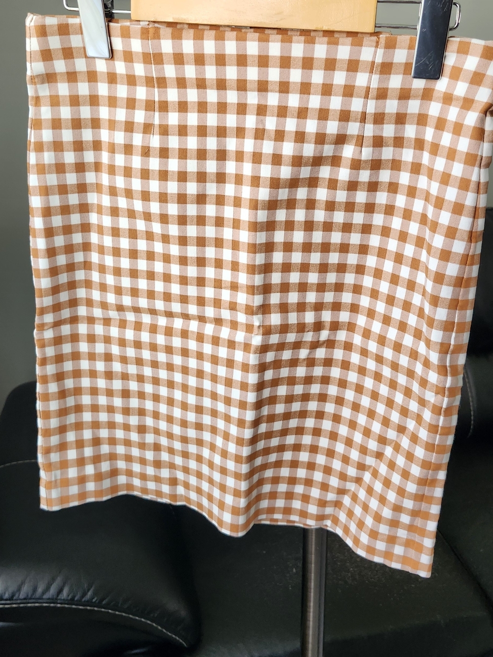Dynamite Brown & White Gingham Skirt